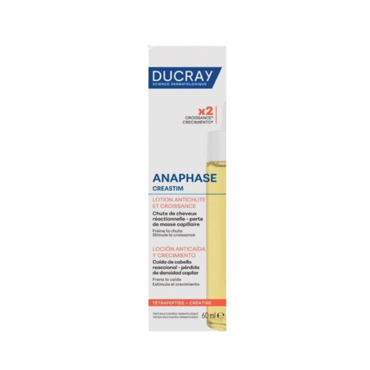 Refect Beauty DUCRAY Creastim Reactiv anti-hair loss lotion in a 60ml bottle for reactive thinning and regrowth.