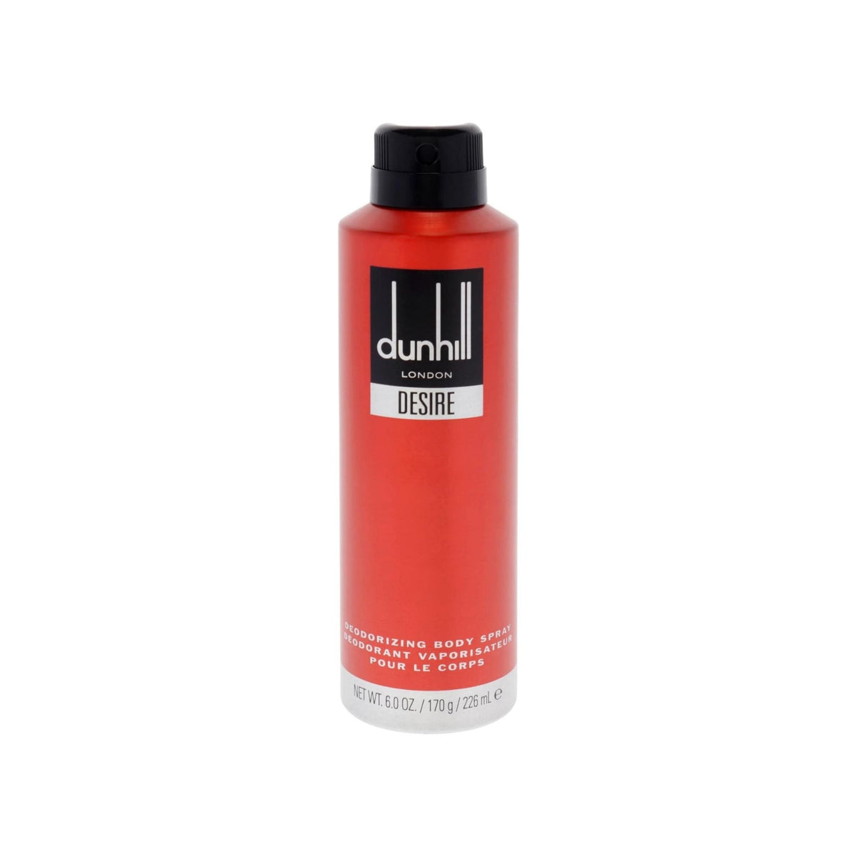 Refect Beauty Dunhill Desire Red deodorizing body spray for men in a vibrant red metal canister with black cap