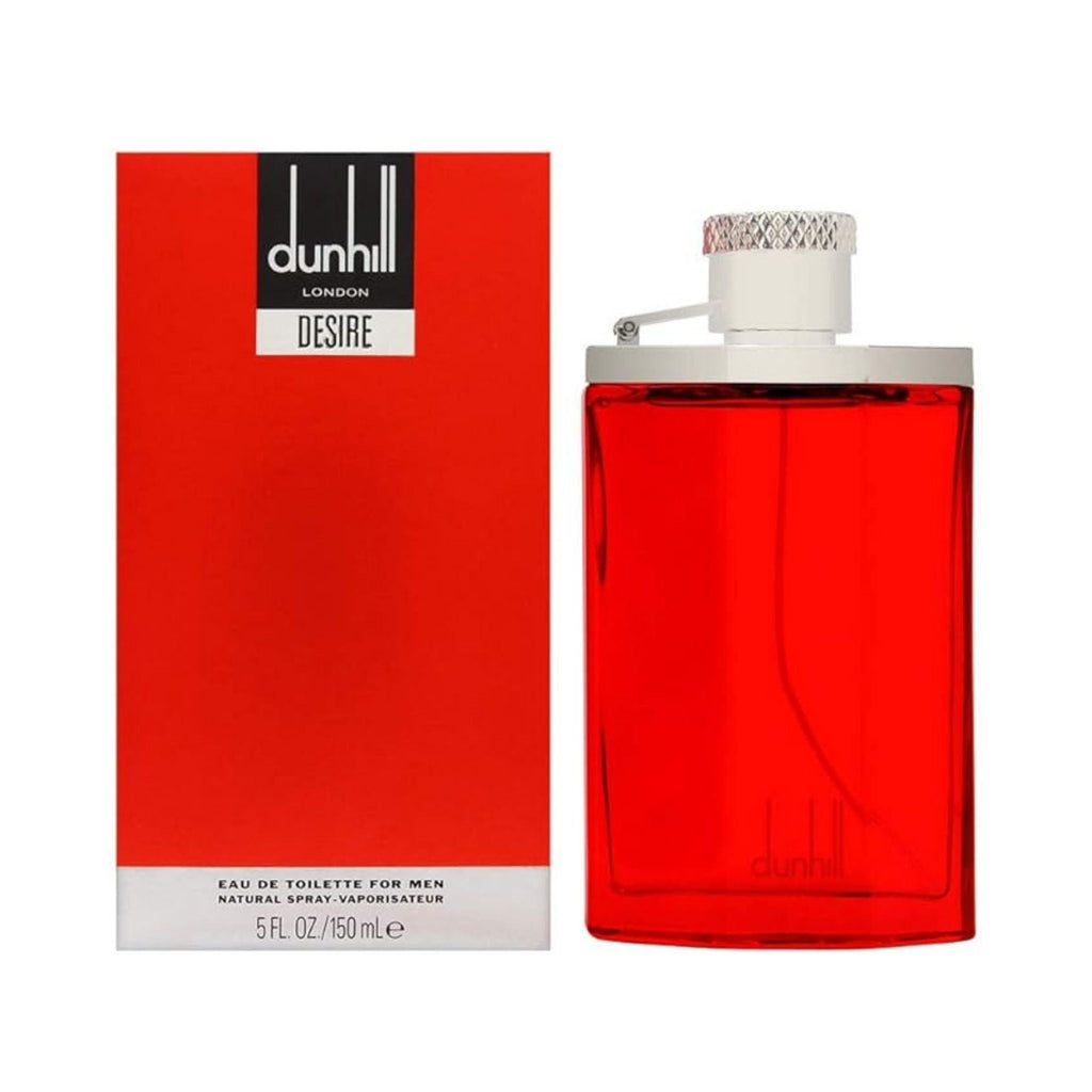 Refect Beauty Dunhill Desire Eau de Toilette for men in a vibrant red glass bottle with matching red packaging box.