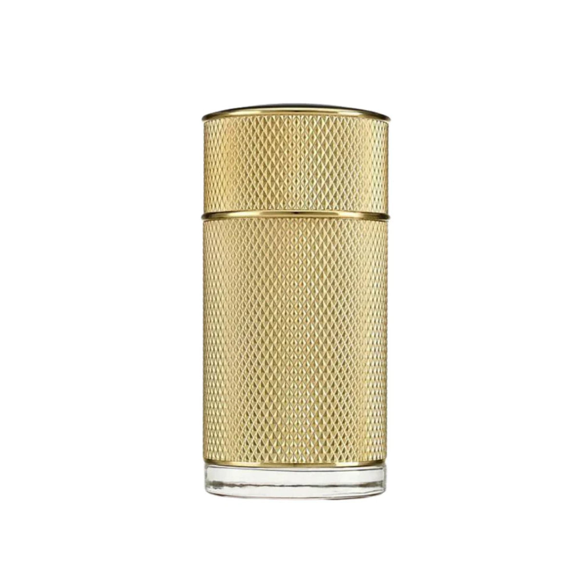 Refect Beauty Dunhill Icon Absolute Eau de Parfum in a cylindrical gold bottle with a textured metal finish.