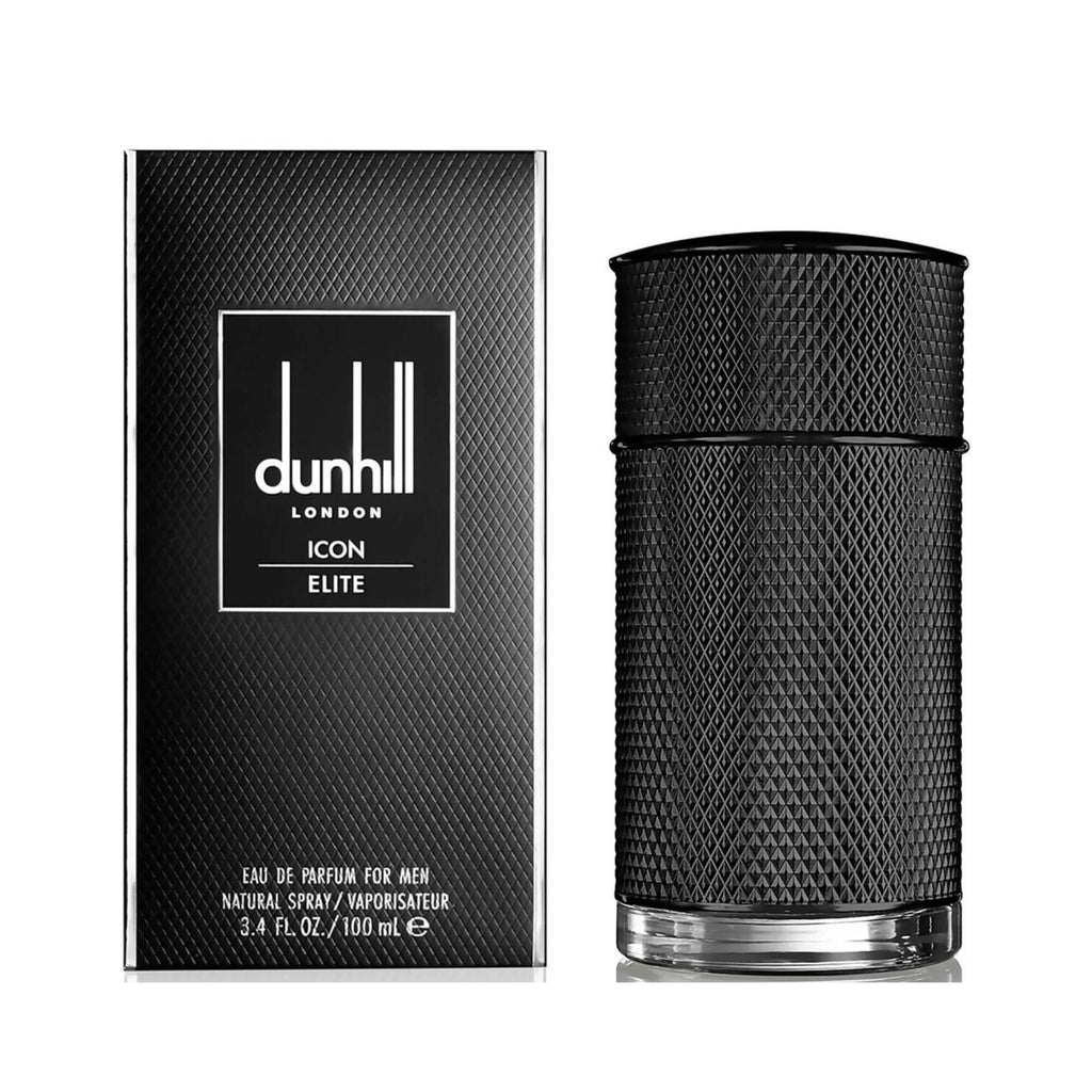 Refect Beauty Dunhill Icon Elite Eau de Parfum bottle and black textured box for men