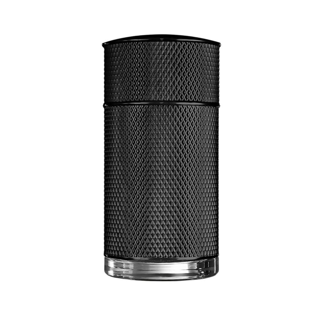 Refect Beauty Dunhill Icon Elite Eau de Parfum in a cylindrical black bottle with a textured diamond-pattern finish