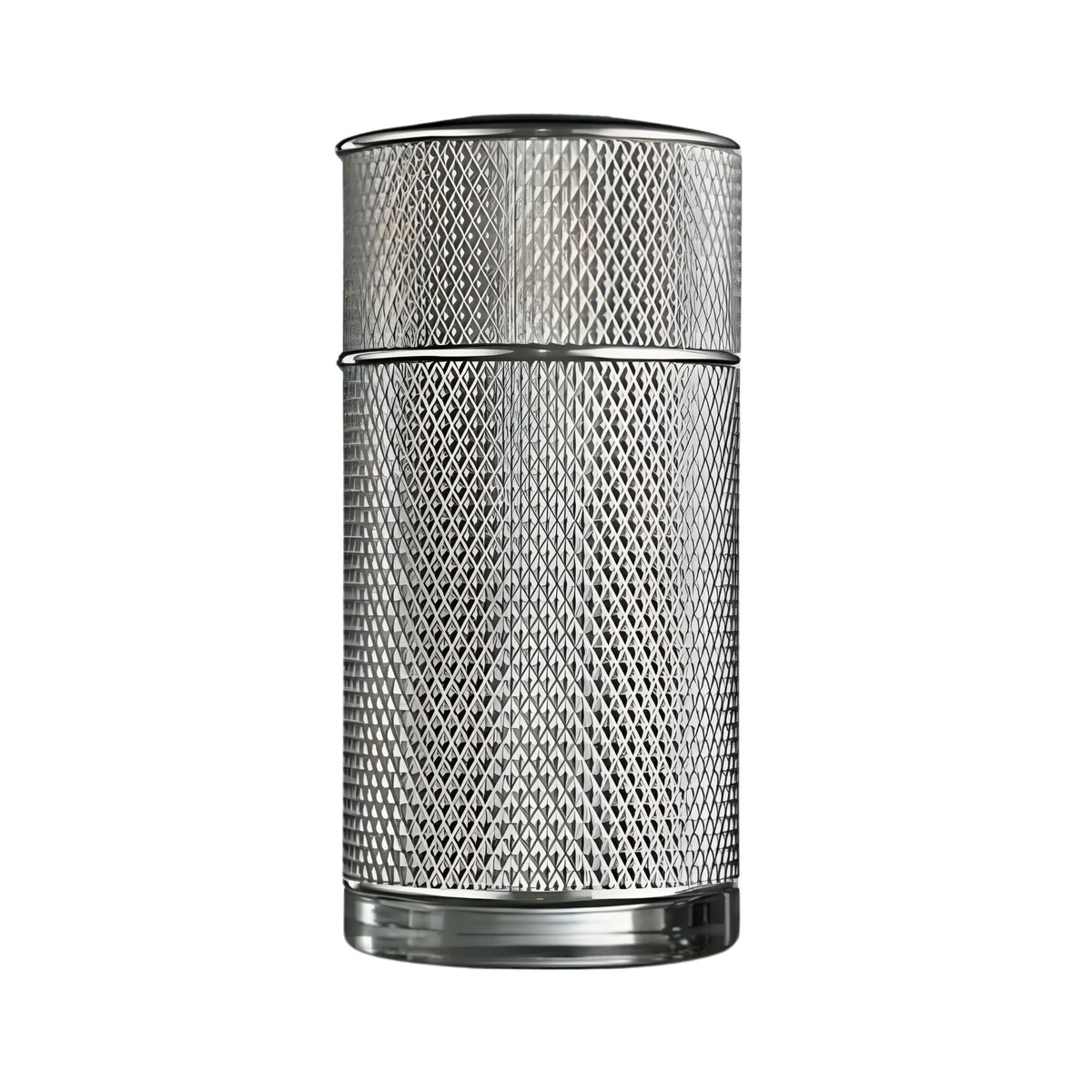 Refect Beauty Dunhill Icon Eau de Parfum for men in a cylindrical silver bottle with a textured metal finish.