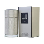 Refect Beauty Dunhill Icon Eau de Parfum for men in a silver textured metal bottle with its matching product box.