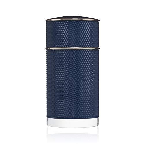 Refect Beauty Dunhill Icon Racing Blue Eau de Parfum in a textured navy blue cylindrical bottle with silver accents.
