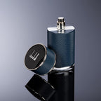 Refect Beauty Dunhill Icon Racing Blue Eau de Parfum in a textured blue cylindrical bottle with a matching cap.