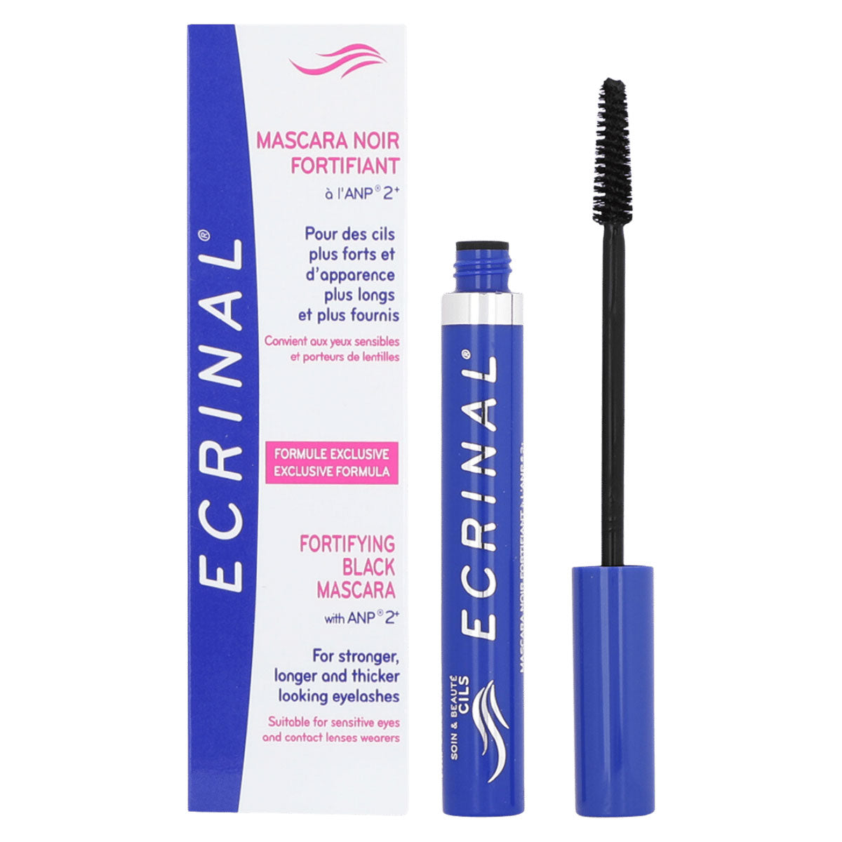 Refect Beauty Ecrinal Fortifying Black Mascara with ANP 2+ in blue packaging with applicator wand
