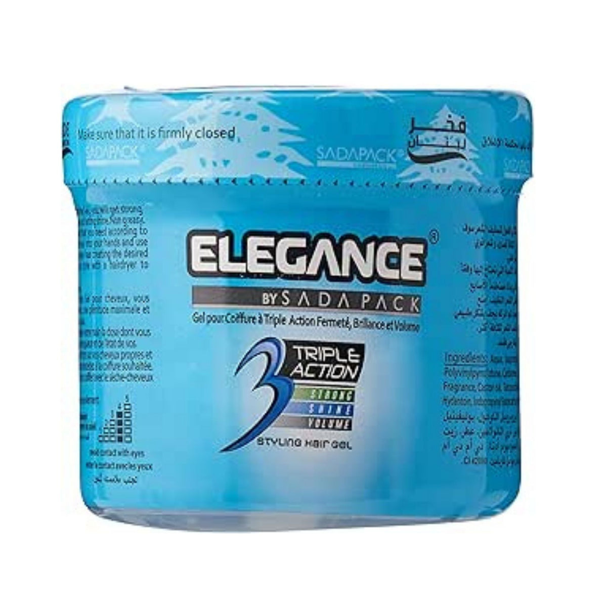 Refect Beauty Elegance Triple Hair Gel Blue in a round plastic tub with extra strong hold and high shine formula.