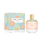 Refect Beauty Elie Saab Girl of Now Lovely perfume bottle and floral patterned box on a white background.