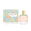 Refect Beauty Elie Saab Girl of Now Lovely perfume bottle and floral patterned box on a white background.
