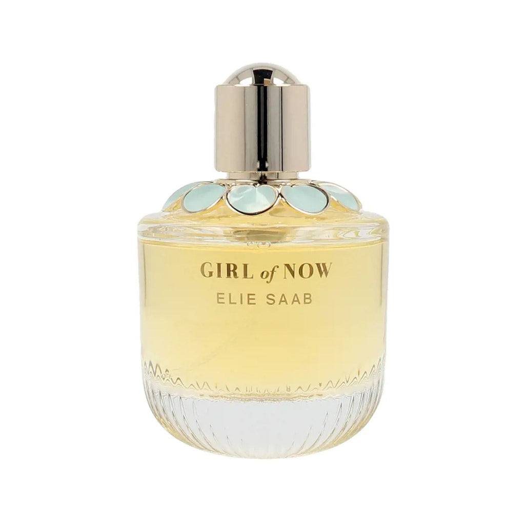 Refect Beauty Elie Saab Girl Of Now eau de parfum in a glass bottle with a gold cap and floral petal detail