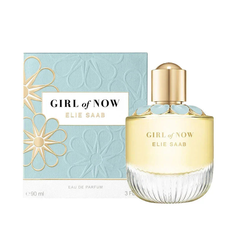 Refect Beauty Elie Saab Girl Of Now Eau de Parfum bottle with a light blue floral box and gold cap