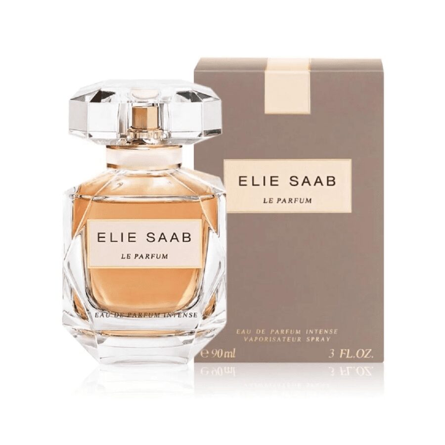 Refect Beauty Elie Saab Le Parfum Intense eau de parfum bottle with its elegant glass design and matching box.