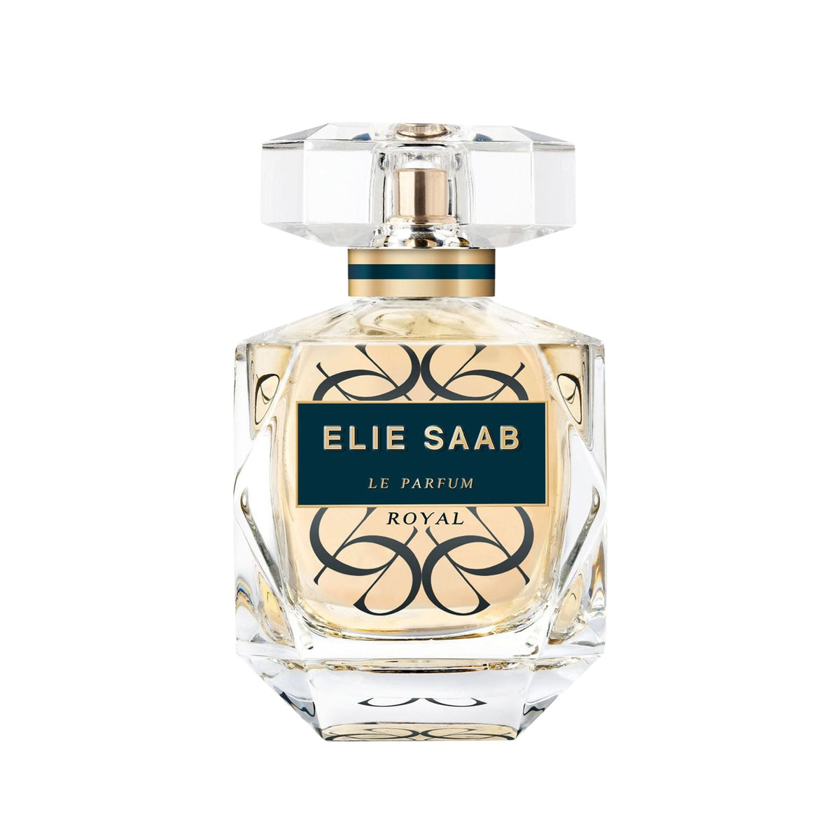 Refect Beauty Elie Saab Le Parfum Royal eau de parfum in a faceted glass bottle with a dark blue label.