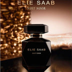 Refect Beauty Elie Saab Nuit Noor eau de parfum in a sleek black geometric glass bottle with gold lettering