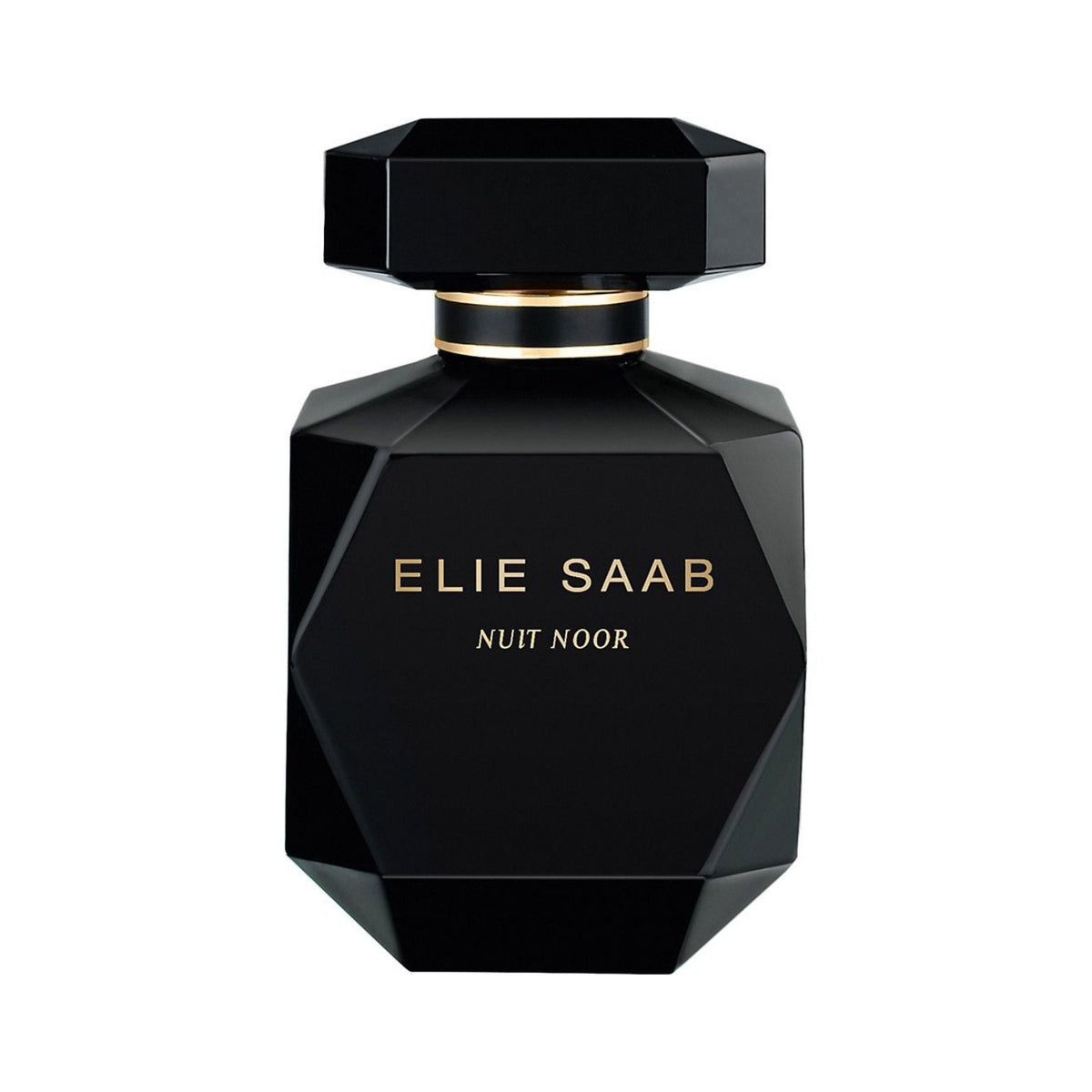 Refect Beauty Elie Saab Nuit Noor eau de parfum in a faceted black glass bottle with gold lettering and cap