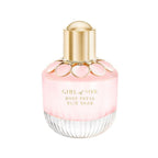 Refect Beauty Elie Saab Girl of Now Rose Petal perfume bottle with a pink glass base and gold floral cap.