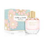 Refect Beauty Elie Saab Girl of Now Rose Petal perfume bottle and floral patterned box on a white background.