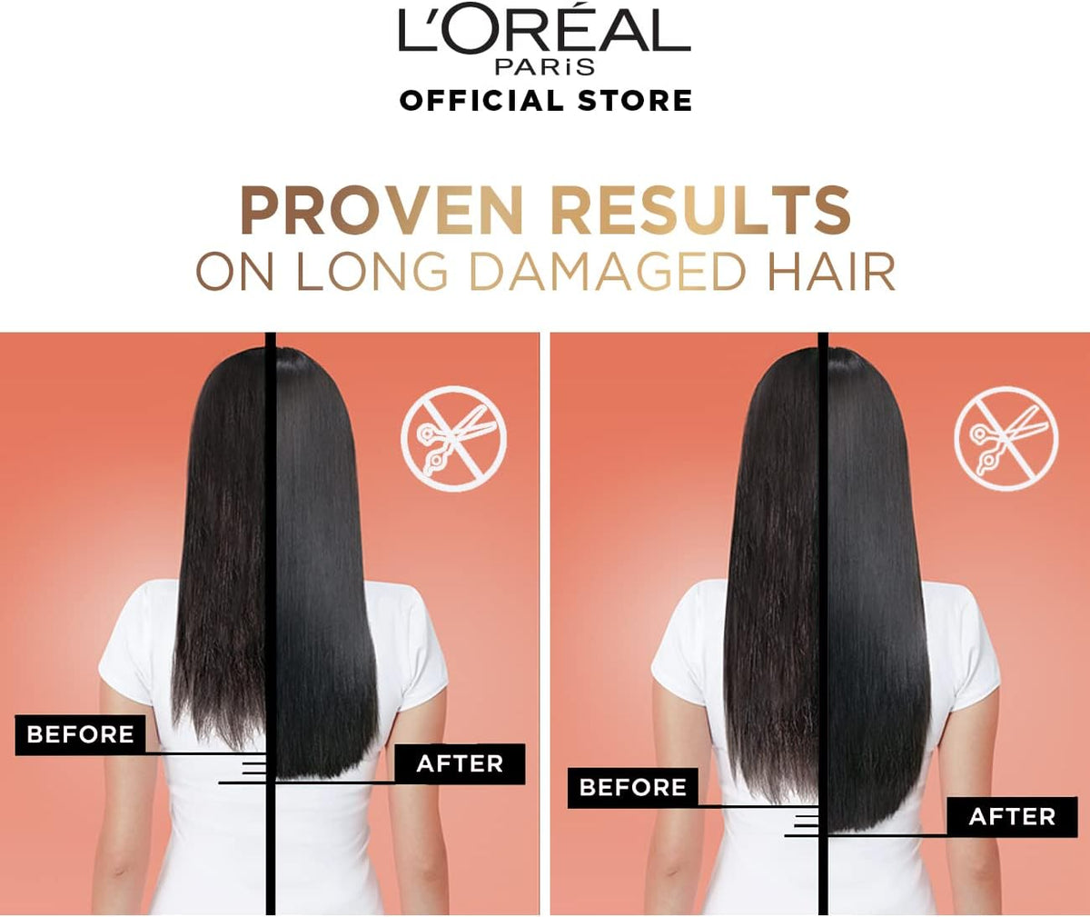 Refect Beauty L'Oreal Paris Elvive Dream Long conditioner before and after results showing smoother healthier hair
