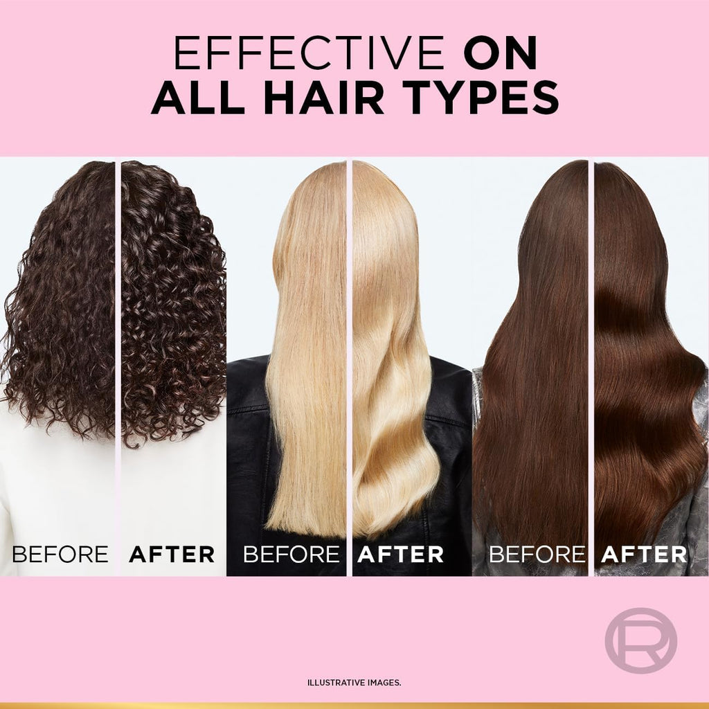 Refect Beauty L'Oreal Paris Elvive Glycolic Gloss before and after results showing smoother, shinier hair for all types.