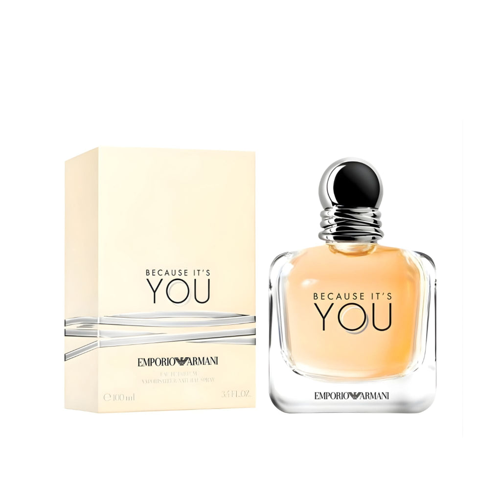 Refect Beauty Emporio Armani Because It’s You Eau de Parfum 100ml bottle with its matching cream-colored box