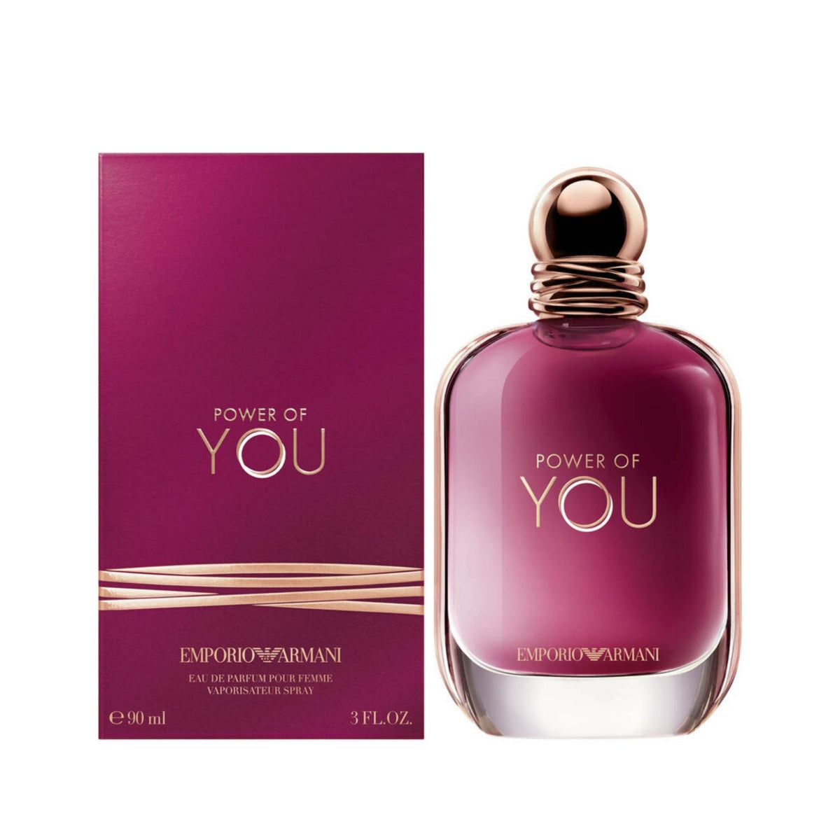 Refect Beauty Emporio Armani Power Of You Eau de Parfum in a ruby-toned jewel-like bottle with matching box.