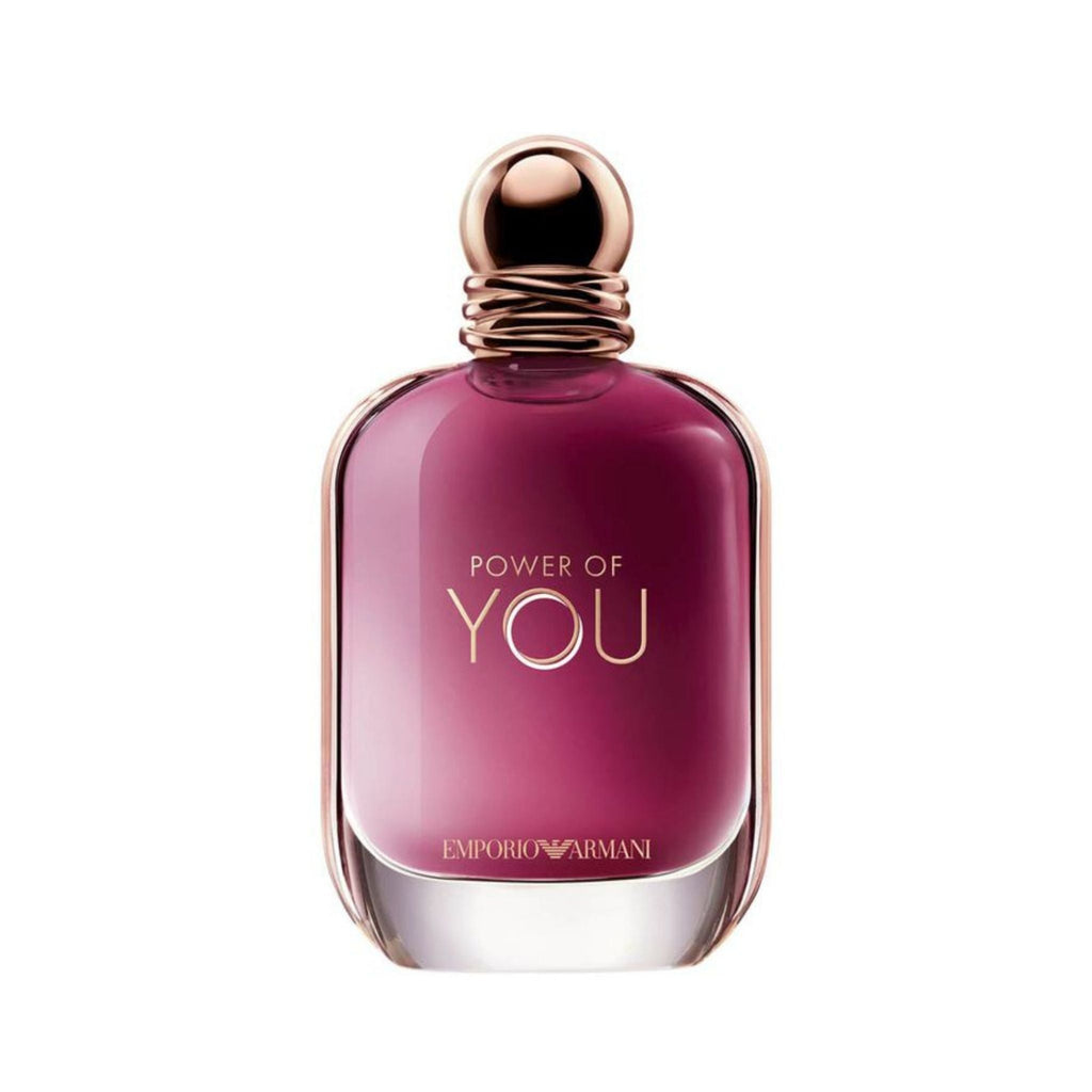 Refect Beauty Emporio Armani Power Of You eau de parfum in a ruby-toned jewel-like glass bottle with a gold cap.