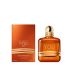 Refect Beauty Emporio Armani Stronger With You Amber Eau de Parfum bottle and box with warm amber and gold accents.