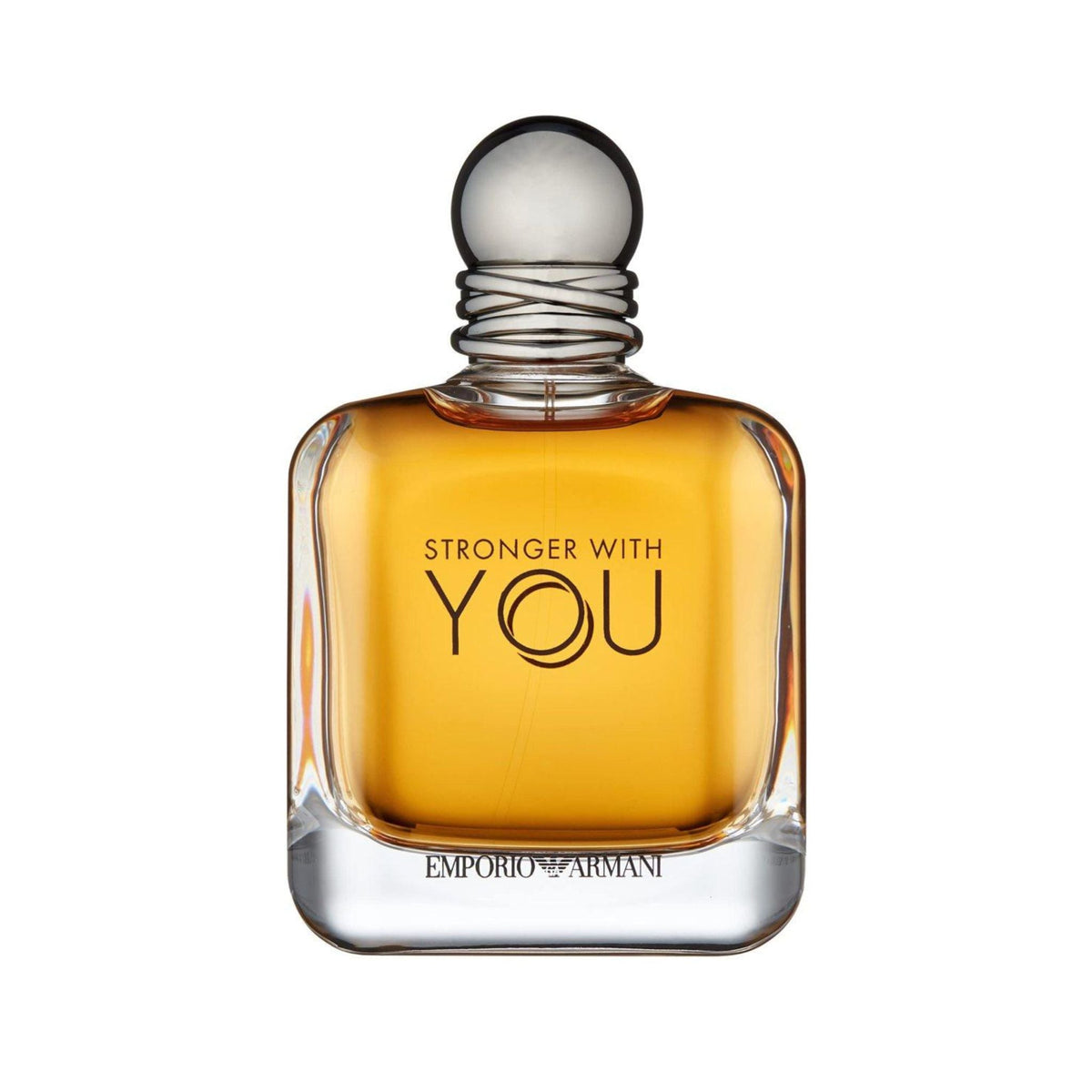 Refect Beauty Emporio Armani Stronger With You Eau de Toilette in a clear glass bottle with amber fragrance liquid.