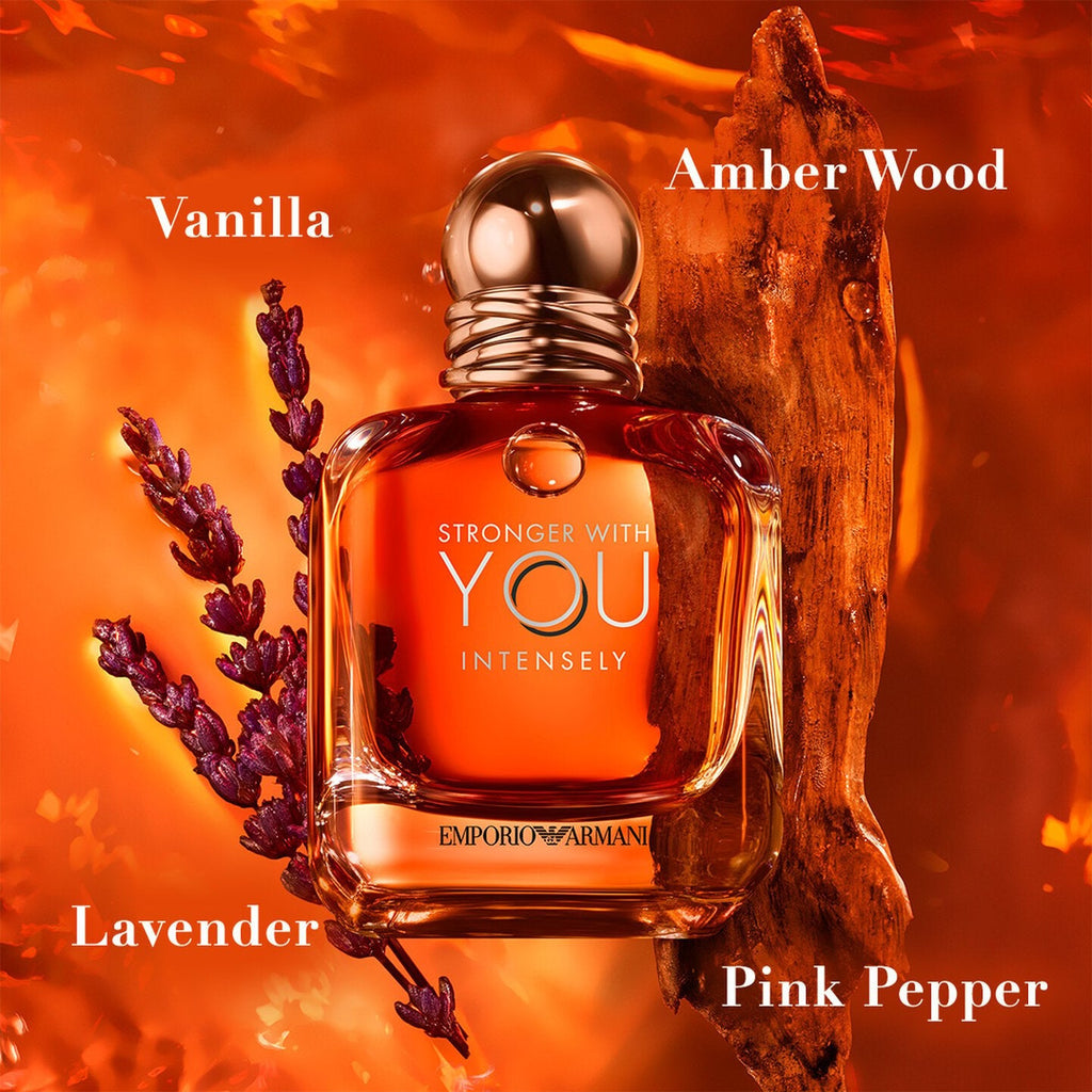 Refect Beauty Emporio Armani Stronger With You Intensely Eau de Parfum bottle with vanilla, amber wood, and lavender