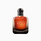 Refect Beauty Emporio Armani Stronger With You Absolutely Parfum bottle with deep amber liquid and dark rounded cap.