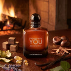 Refect Beauty Emporio Armani Stronger With You Absolutely parfum bottle with chestnut, vanilla, and wood accents.