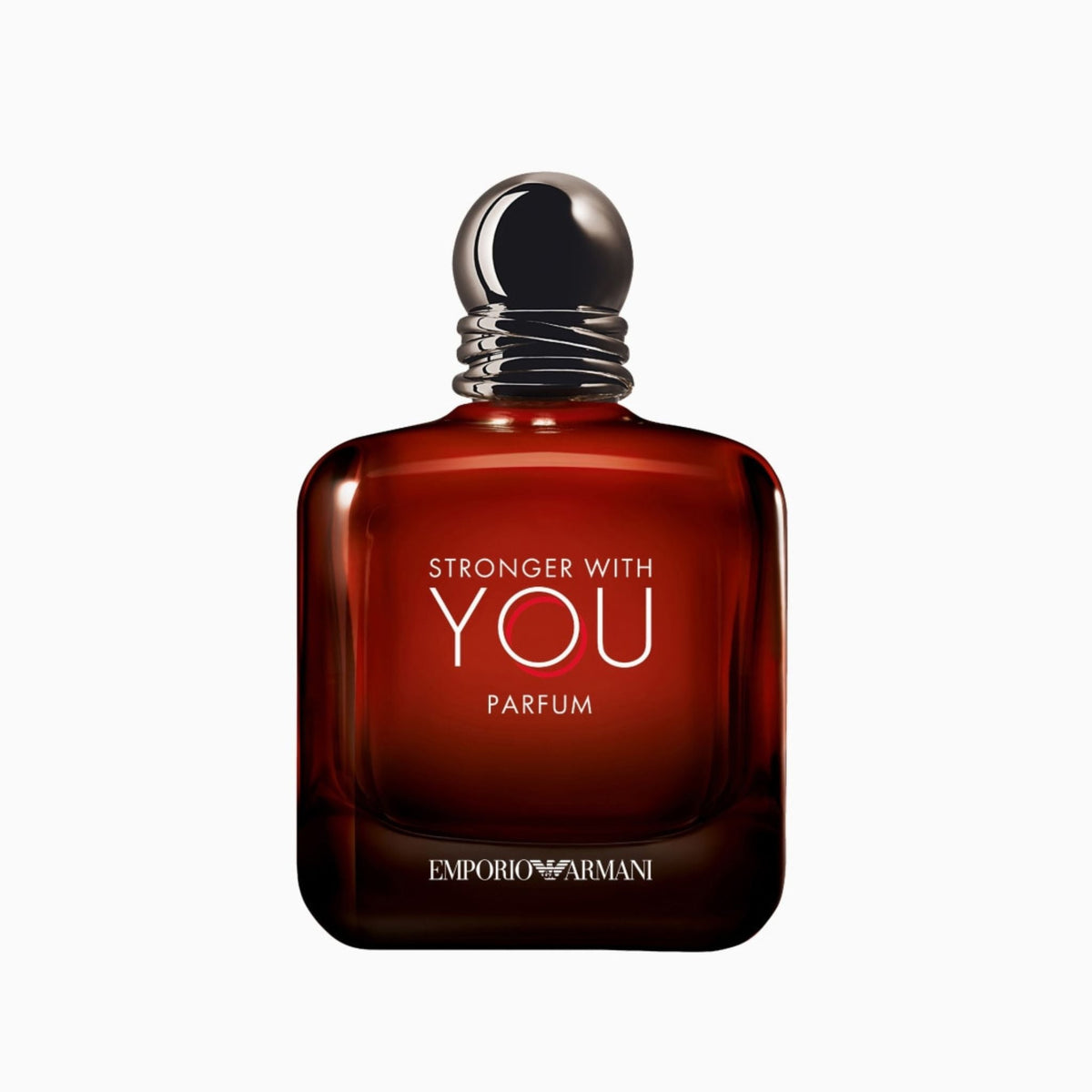 Refect Beauty Emporio Armani Stronger With You Parfum for men in a deep amber glass bottle with a metallic cap.