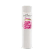 Refect Beauty Enchanteur Romantic perfumed talcum powder in a white cylindrical bottle with a pink rose illustration.