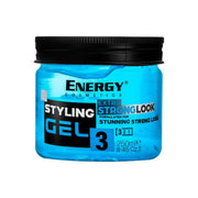 Refect Beauty Energy Styling Hair Gel Extra Strong Look 3 in a 250ml blue translucent jar with a black lid.
