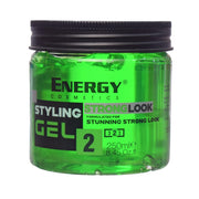 Refect Beauty Energy Styling Hair Gel Strong Look in a 250ml clear jar with bright green gel and black lid.