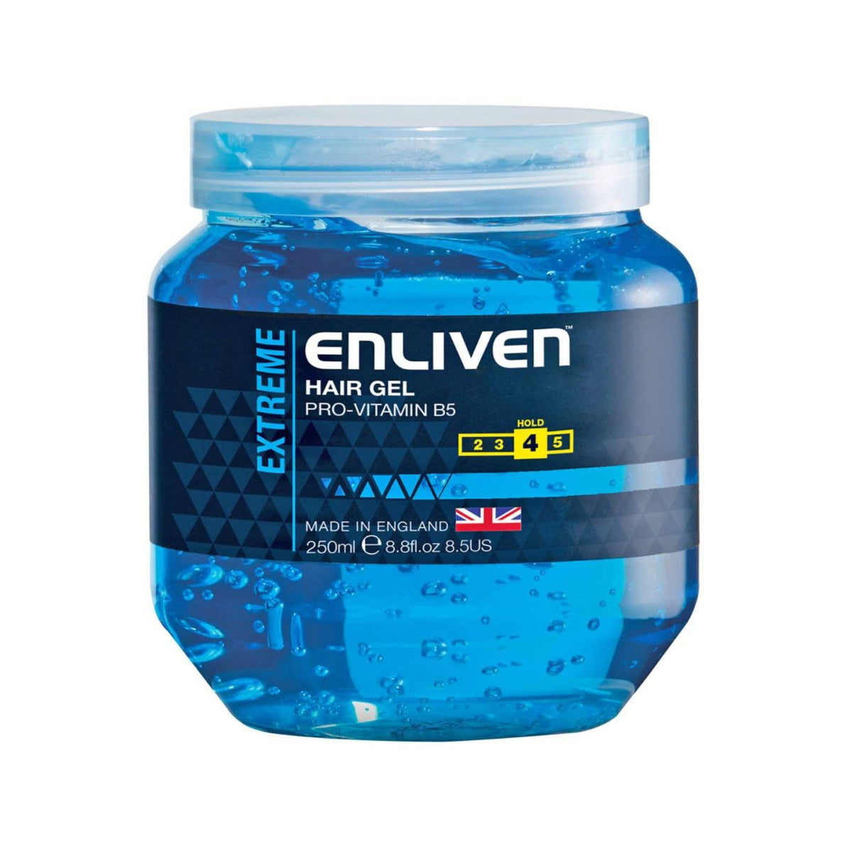 Refect Beauty Enliven Extreme Blue hair gel in a clear 250ml jar with a blue styling formula for maximum hold.