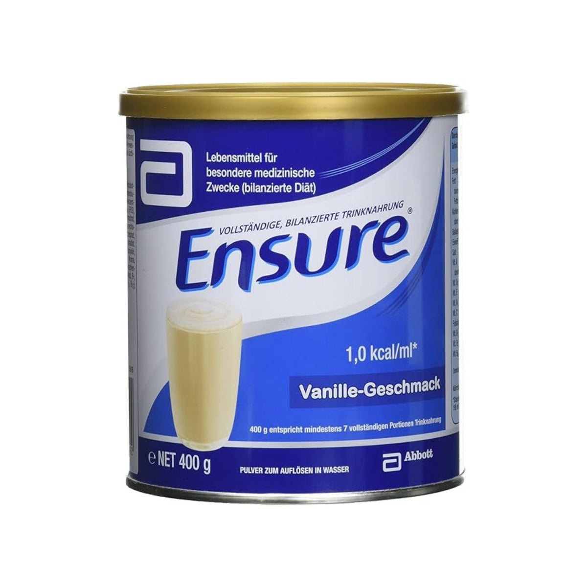 Refect Beauty Ensure vanilla nutritional powder in a 400g blue and gold canister for daily health support.