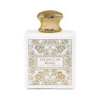 Refect Beauty French Avenue Essence De Blanc unisex perfume in a white bottle with ornate gold filigree and gold cap.