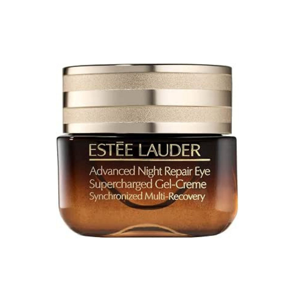 Refect Beauty Estée Lauder Advanced Night Repair eye gel-creme in a signature brown glass jar with a gold lid.