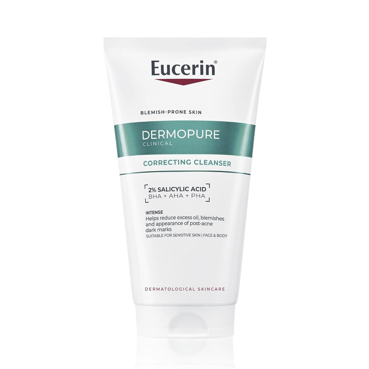 Refect Beauty Eucerin DermoPure Correcting Cleanser tube for blemish-prone skin with salicylic acid.
