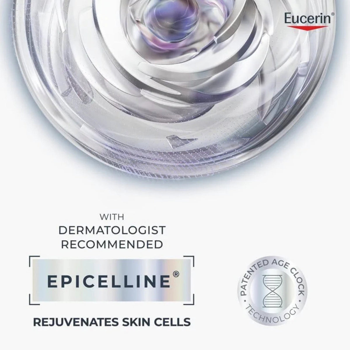 Refect Beauty Eucerin Hyaluron-Filler + Longevity Epigenetic Serum bottle top with Epicelline and Age Clock technology