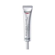 Refect Beauty Eucerin Hyaluron-Filler eye cream tube with SPF 15 for anti-aging and wrinkle reduction.