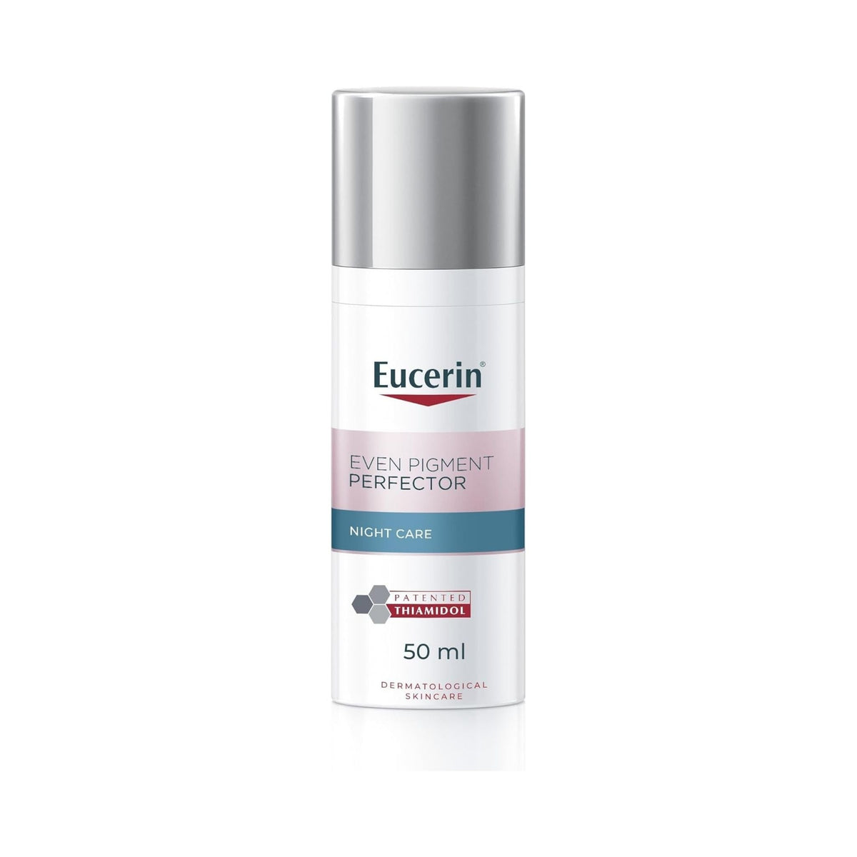 Refect Beauty Eucerin Even Pigment Perfector Night Care cream in a 50ml pump bottle for reducing dark spots.