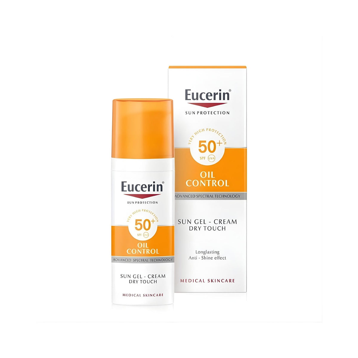 Refect Beauty Eucerin Sun Gel-Cream Oil Control SPF 50+ bottle and box for oily and acne-prone skin