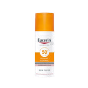 Refect Beauty Eucerin Sun Pigment Control SPF 50+ face sunscreen bottle with orange cap for hyperpigmentation.