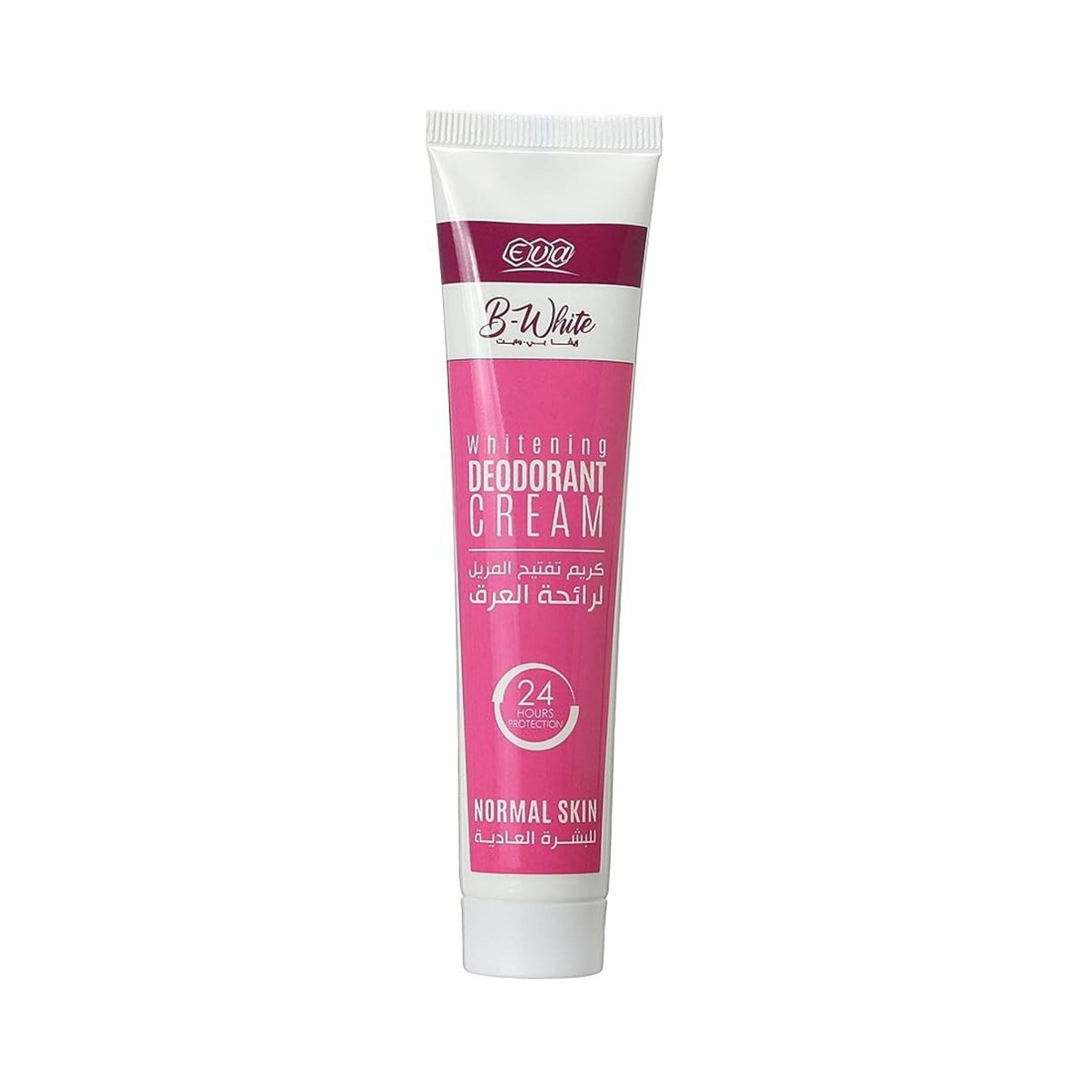 Refect Beauty Eva B-White lightening deodorant cream in a pink and white squeeze tube for normal skin