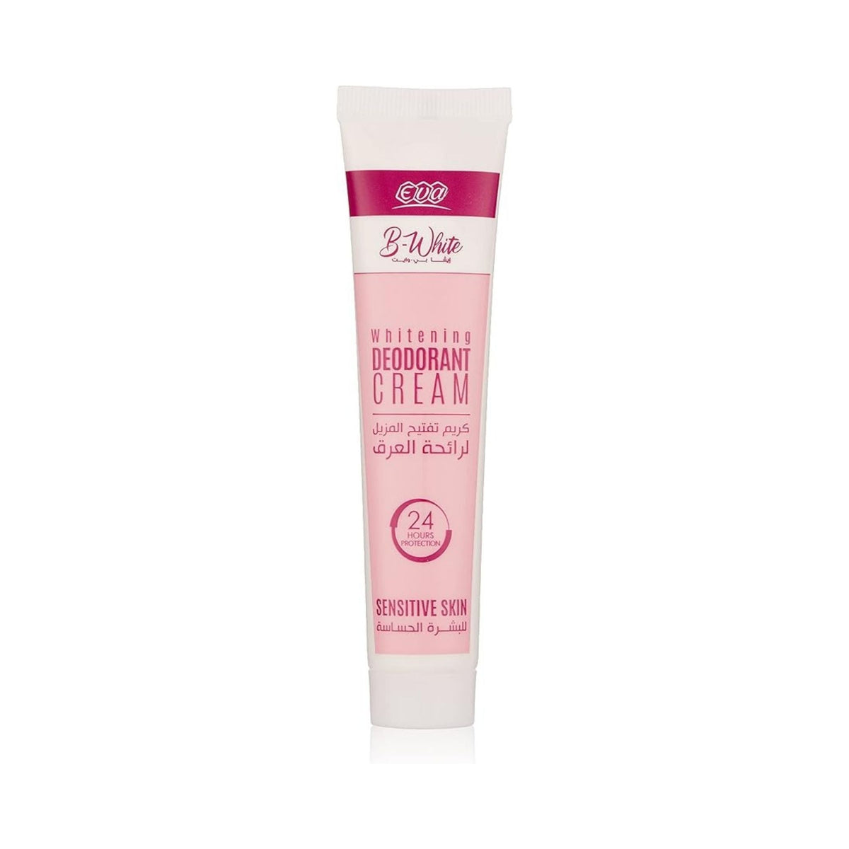 Refect Beauty Eva B-White lightening deodorant cream for sensitive skin in a pink and white squeeze tube