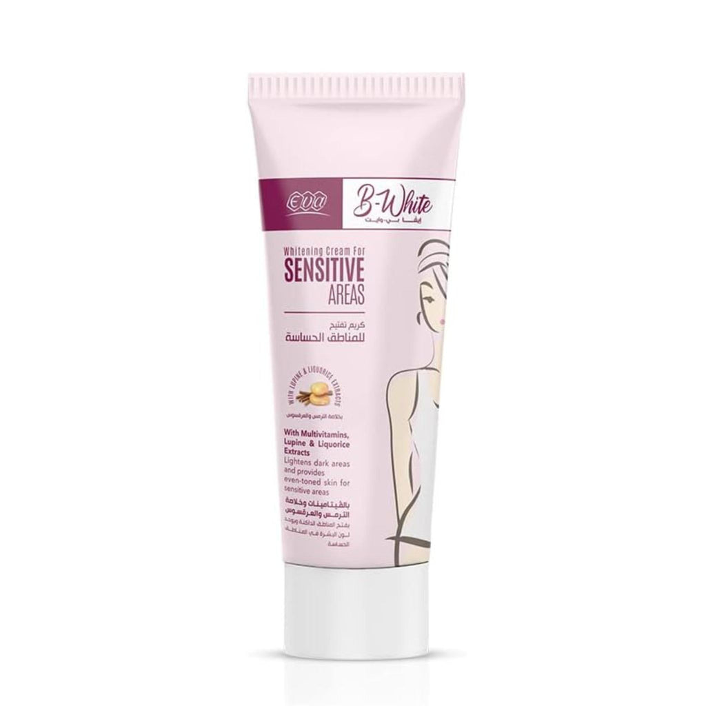 Refect Beauty Eva B-White whitening cream tube for sensitive areas with botanical extracts in pink and white packaging.