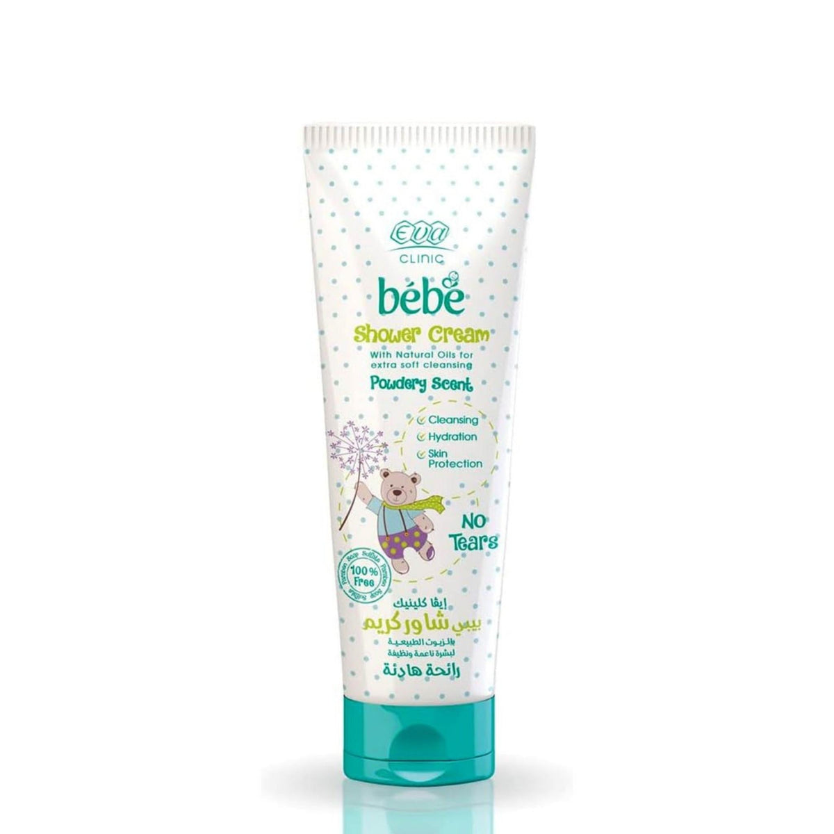 Refect Beauty Eva Bebe shower cream in a white tube with a cute bear illustration, designed for gentle skin cleansing.